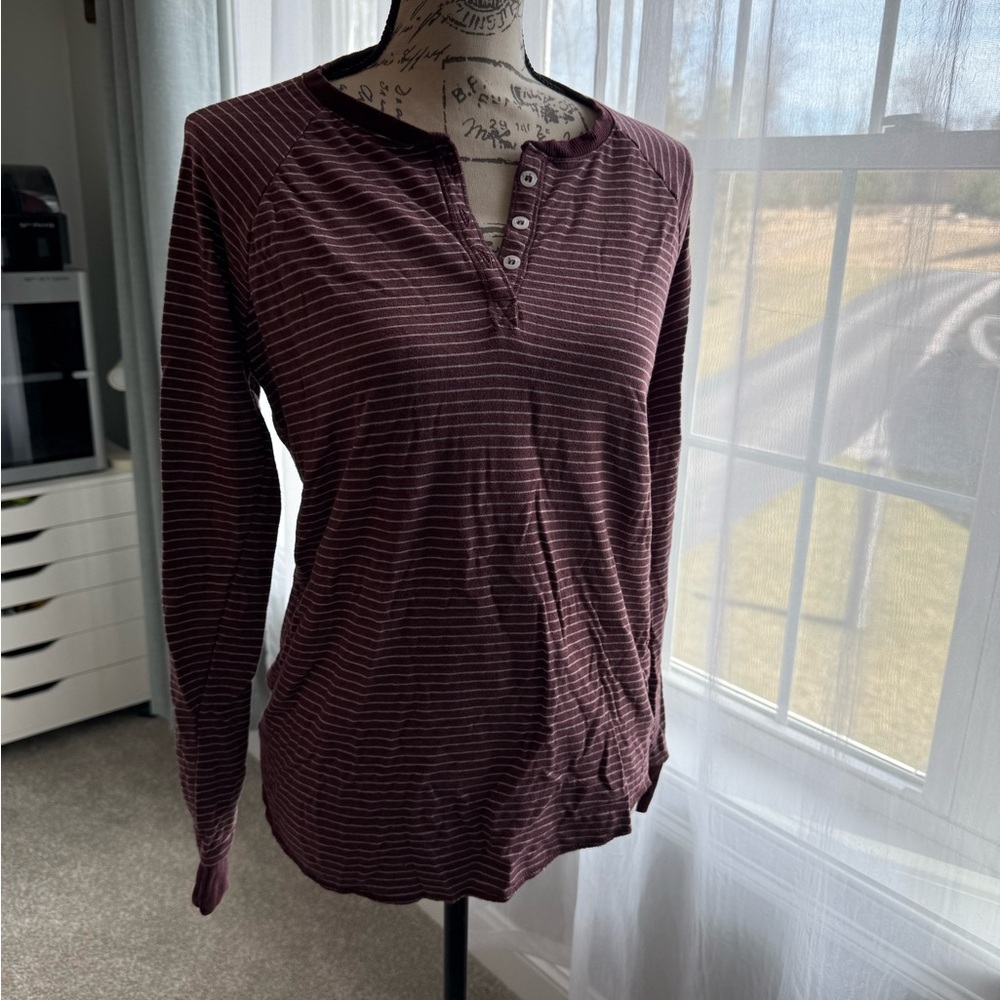 Striped Burgundy Long Sleeve Top